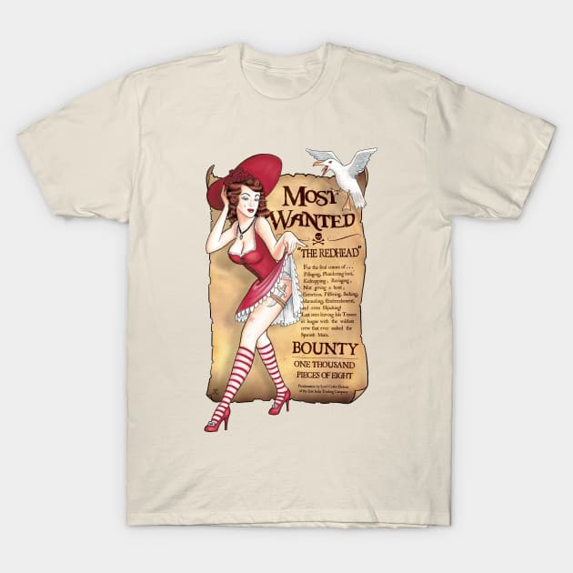 Redhead Pirate Pin-up T-Shirt by JMKohrs